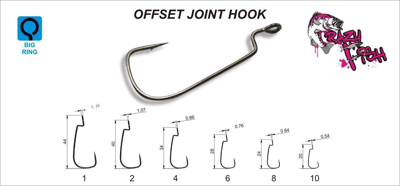 Háček Offset Joint Hook vel. 1/0, balení 8ks