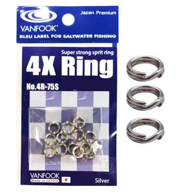 Vanfook 4x Ring 4R-75S pevnostní kroužky 120lb/54kg 9ks